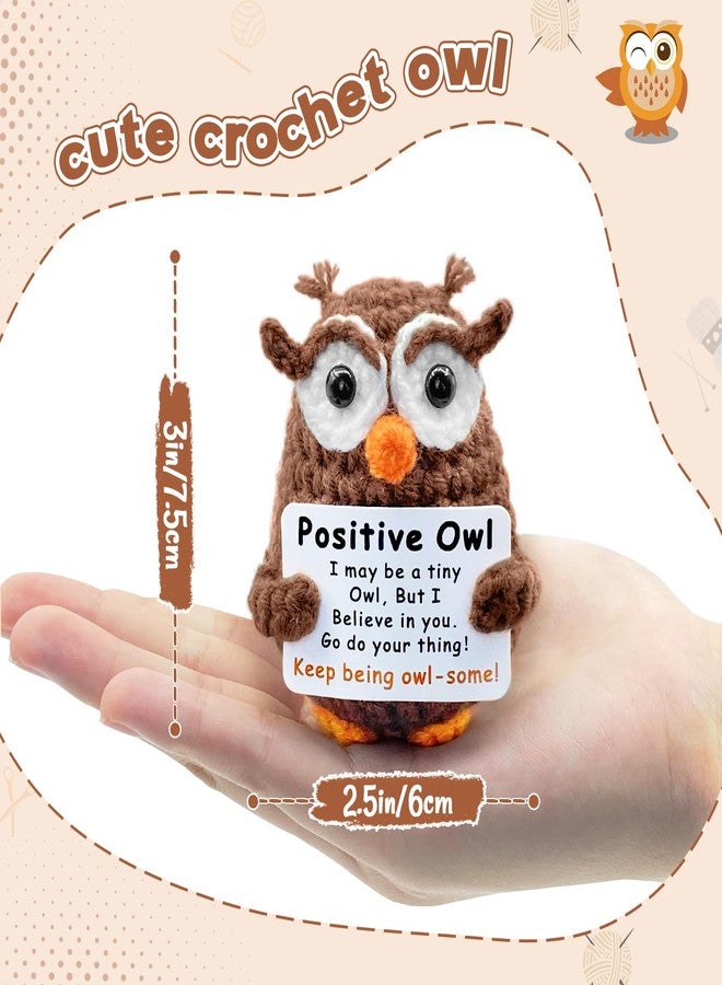 SGIBYN Positive Crochet Animals,Emotional Support Crochet Stuffed Plush Owl Gifts for Women Men Teens,Inspirational Gifts for Coworker Colleague Teacher Friend,Handmade Cute Mini Owl for Office Desk Decor - Image 3